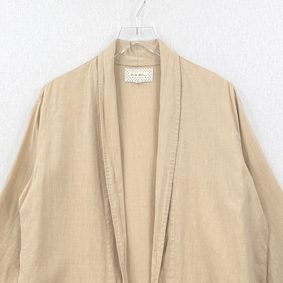 IT IS WELL LA Linen Duster Cardigan Women Small Tan Open Casual Jacket Lagenlook - Picture 6 of 15